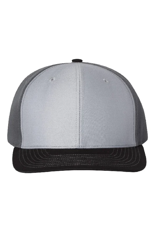 mens hats for penguin watching-Richardson Mens Twill Back Snapback Trucker Hat - Grey/Charcoal Grey/Black