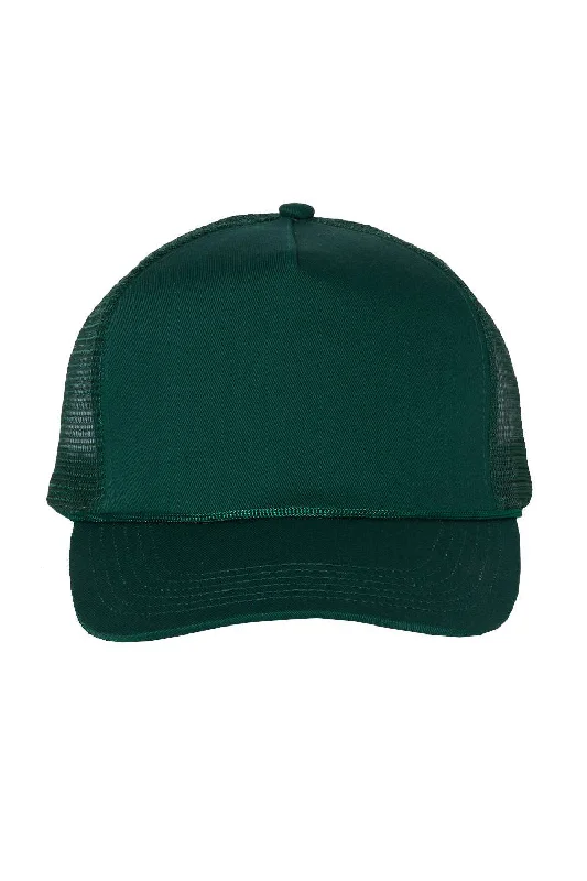 mens hats with elegant colors-Valucap Mens 5 Panel Snapback Trucker Hat - Forest Green