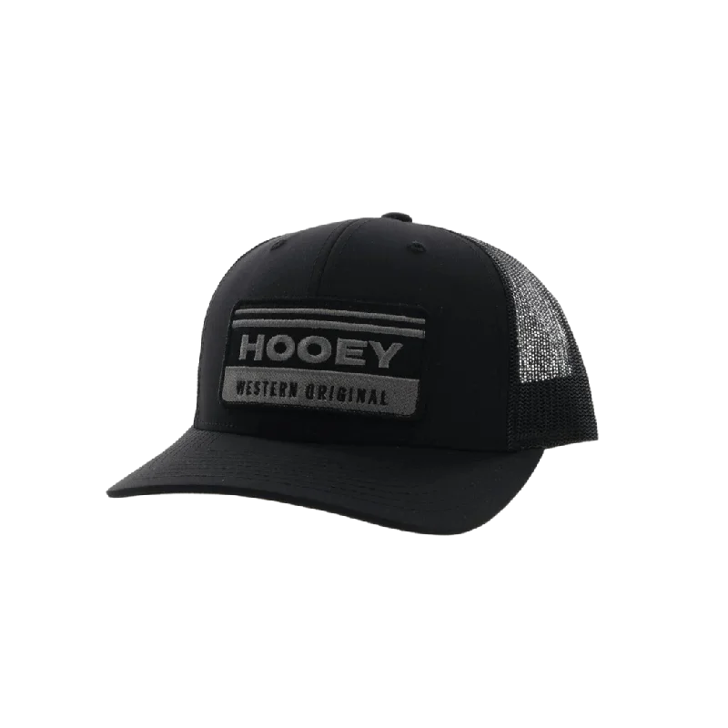 mens hats in aqua-Hooey Men's Horizon Patch Black And Grey Hat