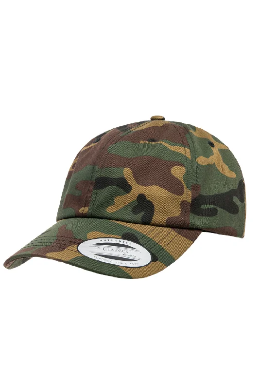 mens hats with tight fit-Yupoong Mens Adjustable Hat - Green Camo