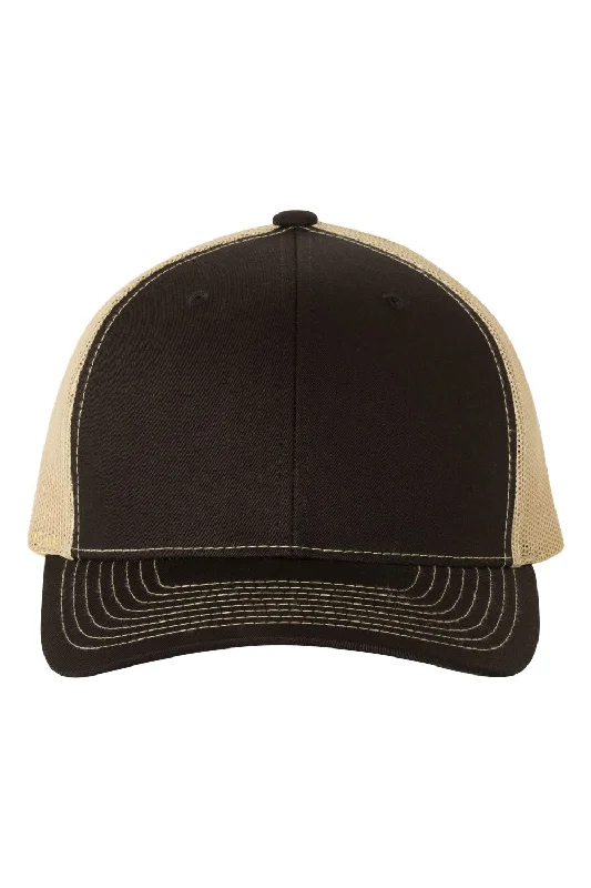 mens hats for shrimp fishing-Richardson Mens Snapback Trucker Hat - Black/Vegas Gold