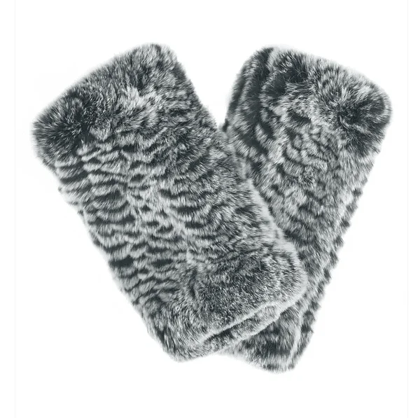 Womens hats for outdoor events-Mitchie's Matchings Women's Knit Rex Rabbit Fur Hand Warmer