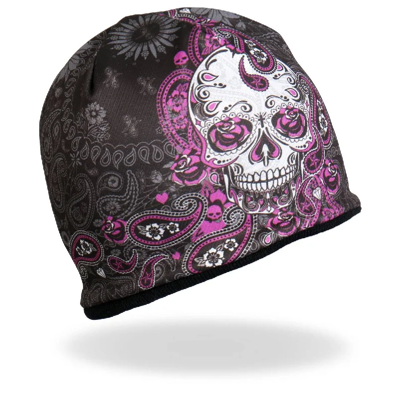 Beanies for night runs-Hot Leathers KHC1030 Sublimated Sugar Paisley 2 Beanie