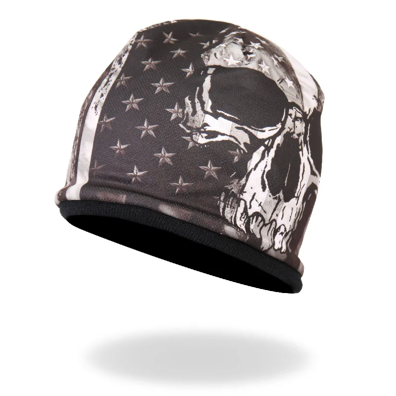 Custom beanies for kids-Hot Leathers KHC1033 Flag Skull Sublimated Beanie