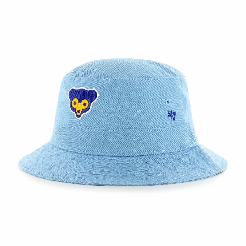 Bucket hats with lightweight material-Chicago Cubs Baby Blue 1969 Bear Bucket Cap