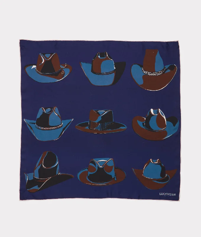 Beanies with bright designs-Nine-Gallon Hat Silk Scarf :: Navy