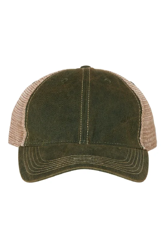 mens hats for beach walks-Legacy Mens Old Favorite Snapback Trucker Hat - Dark Green/Khaki