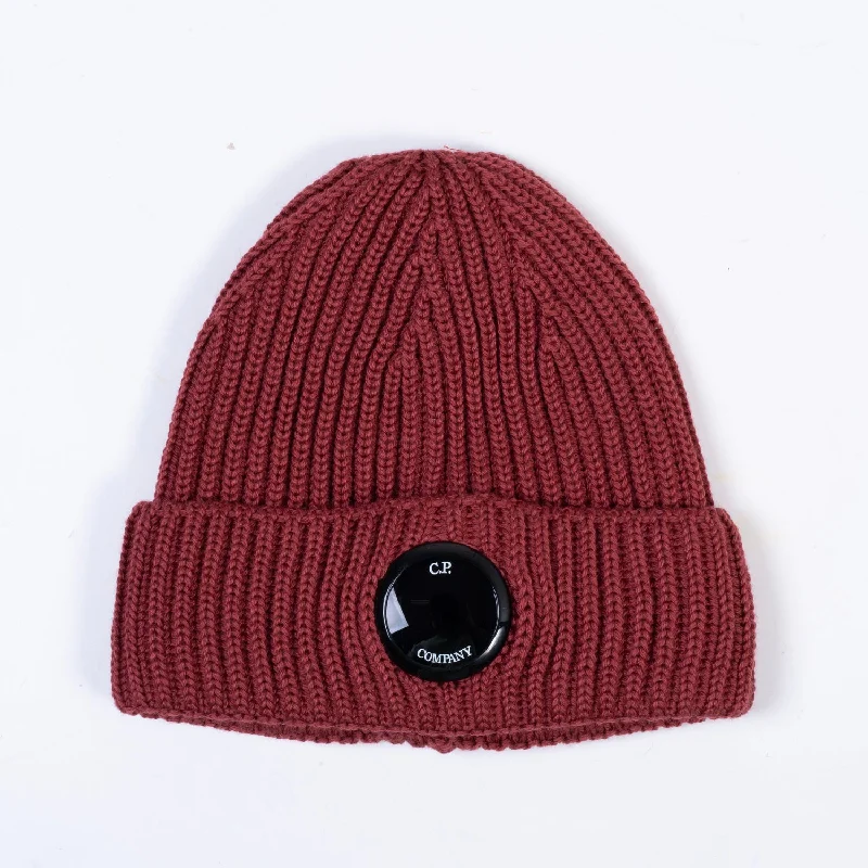 Wool Hats with star stitches-Extra Fine Merino Wool Lens Beanie Ketchup