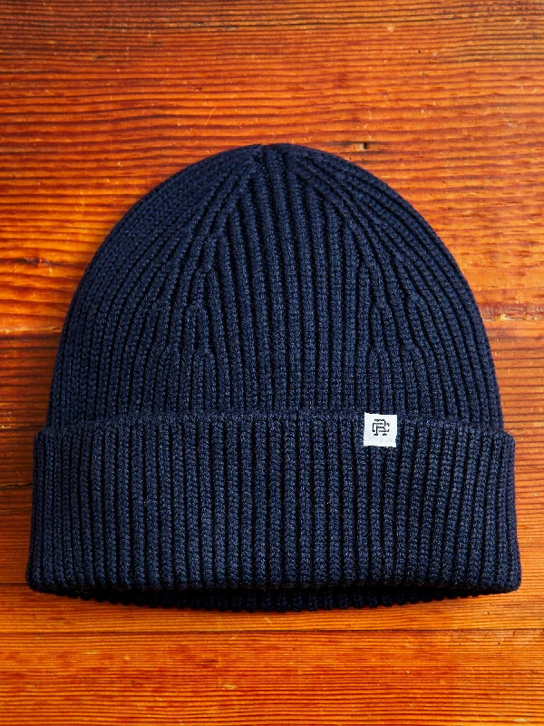 Wool Hats in walnut tan-Merino Wool Watch Cap Beanie in Navy